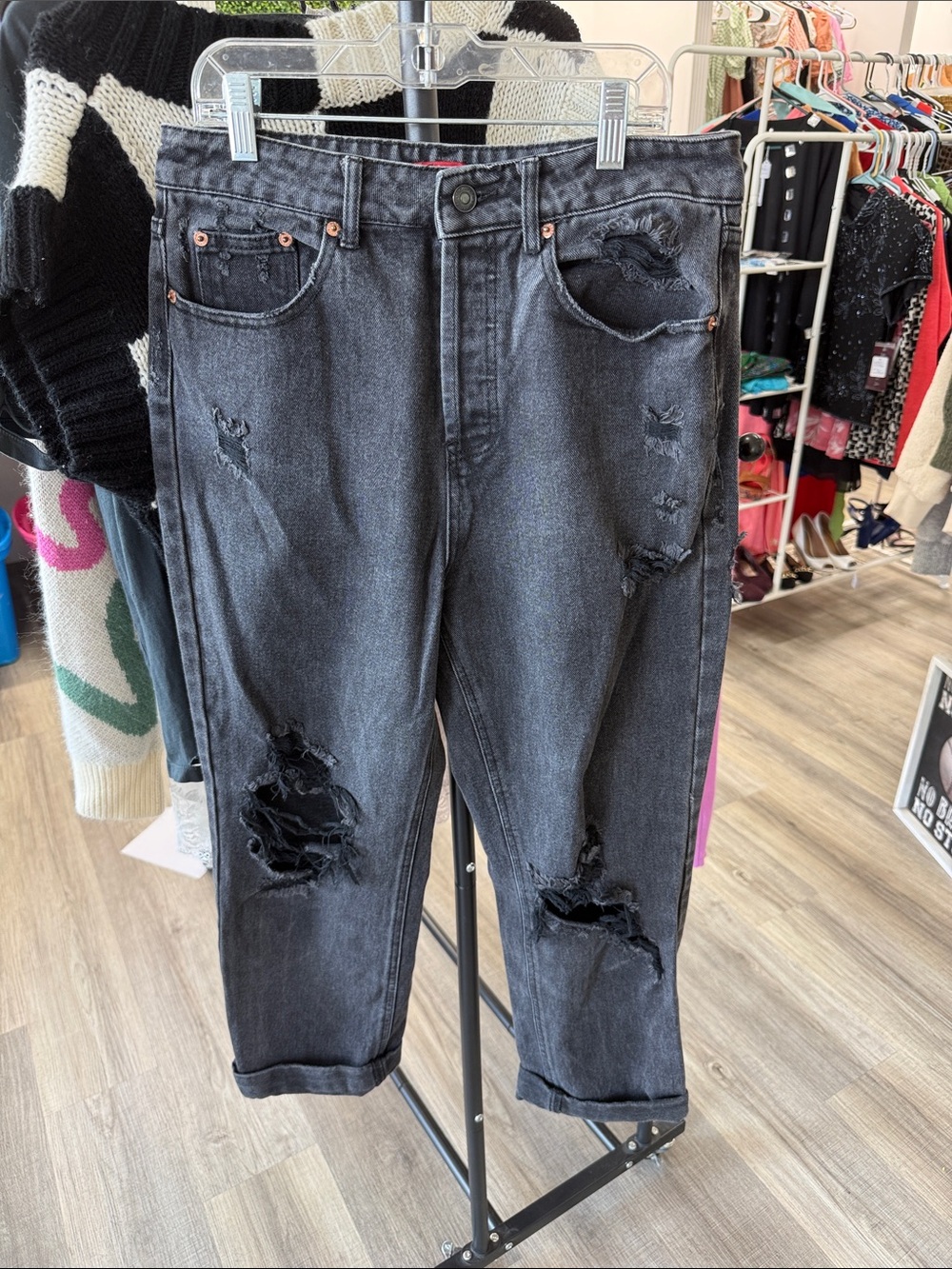 Signature8 Distressed Black Slim Jeans